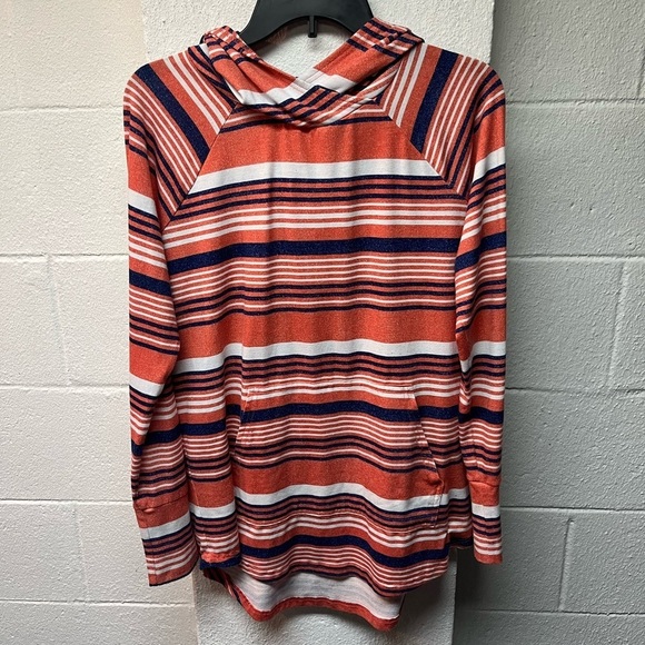 LuLaRoe Tops - LulaRoe Striped Hooded Women's Top - Orange and Blue